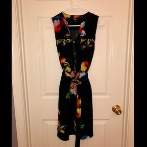 Button Down Belted Flower Dress